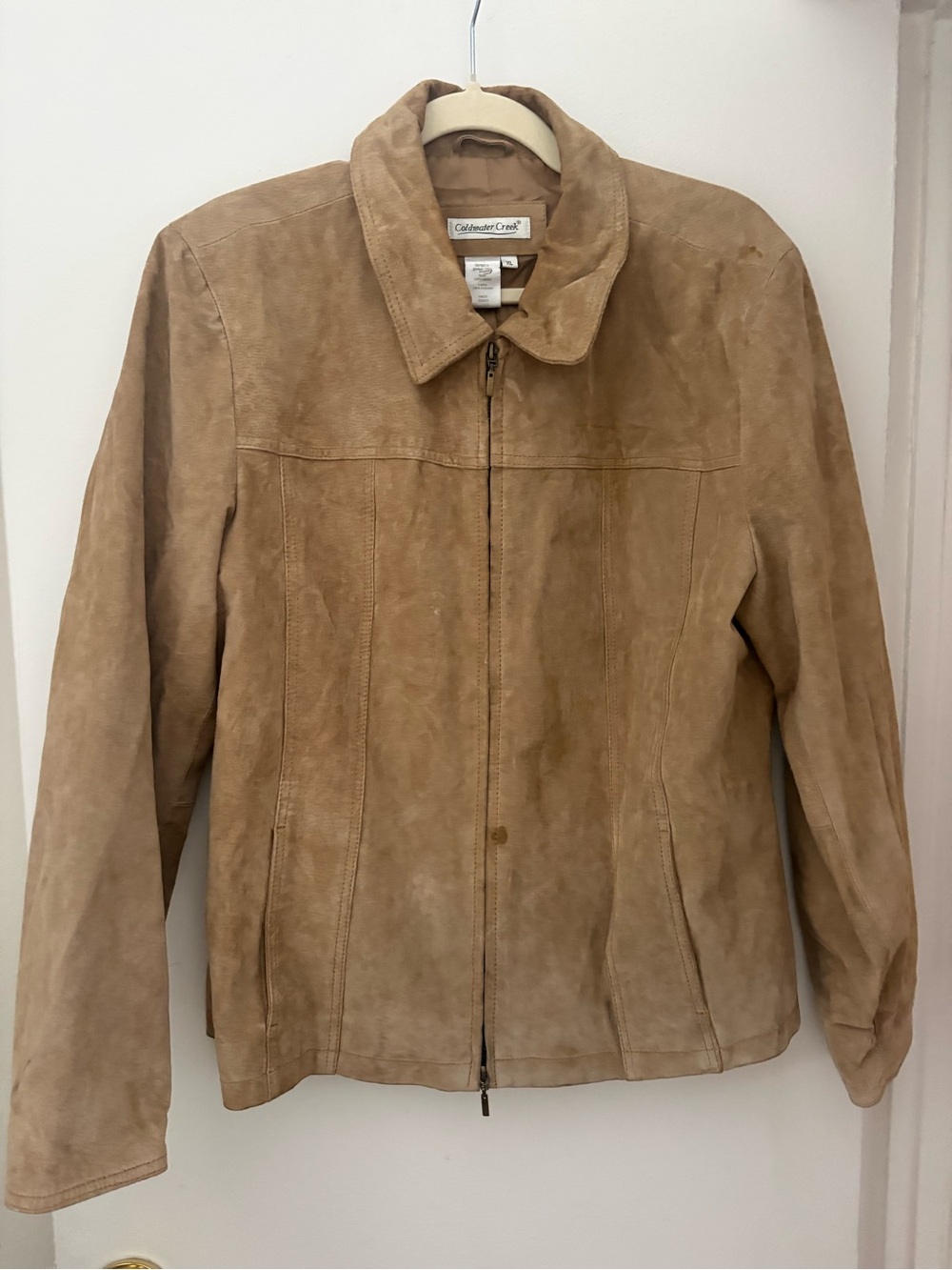 Women’s Suede Zip-Front Jacket - Tan - size XL